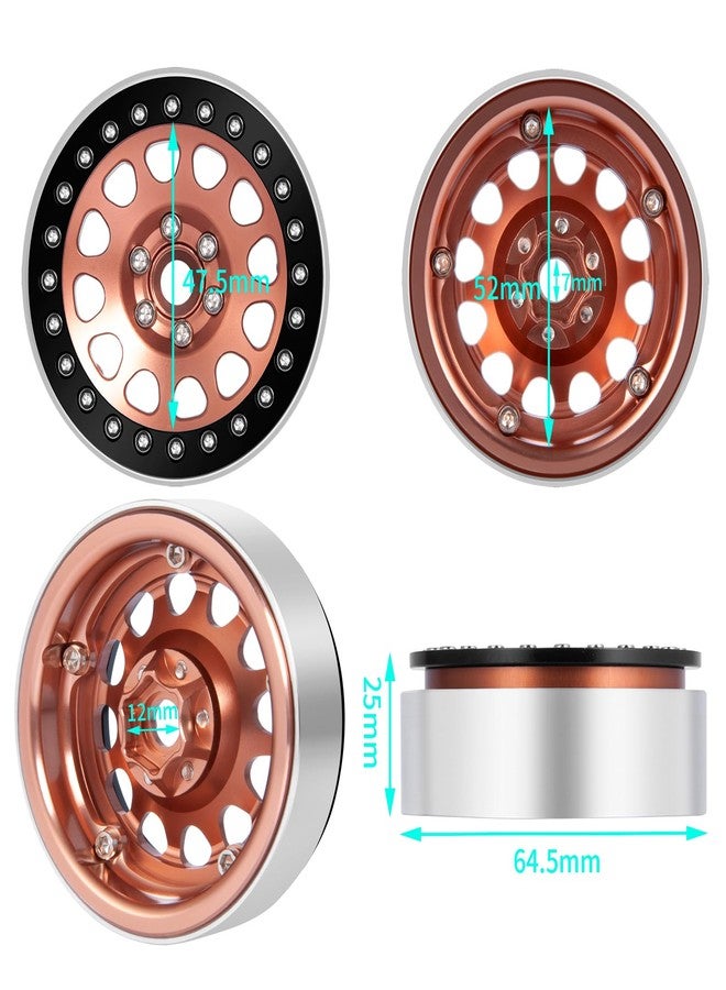 JGGZONE 4PCS 2.2" Aluminum Alloy Beadlock Wheel Rims Beadlock Wheel Hub for 1:10 RC Wraith Axial SCX10 TRX4 TRX6 D90 RR10 1/10 RC Crawler Car - Image 5